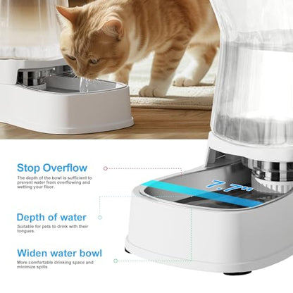 Automatic Dog Water Dispenser, Stainless Steel Bowls Feeder, 100% BPA-Free - color: Pearl White, size: 1 Gallon