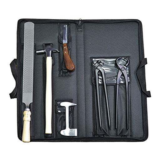 Horse Farrier Tool Kit – Complete Hoof Trimming Set with Nipper, Rasp, Hoof Knife, Buffer, Hammer & Cutter in Durable Professional Equine Hoof Grooming & Maintenance Tools