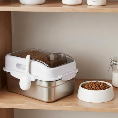 ALL FOR PAWS Stainless Steel Pet Food Storage Container with Airtight Lid & Scoop, 304 Stainless Metal Storage Bin for Small Dog Food&Treats, Cat Food, Bird Seed, Up to 11 Lbs,Keep Fresh,Easy to Clean