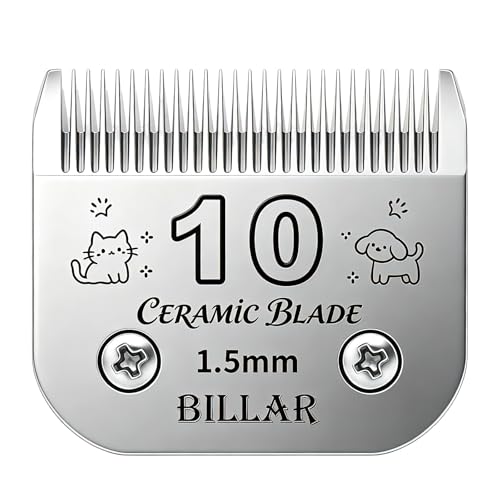 BILLAR® Detachable Pet Dog Grooming Clipper Ceramic Blade Sets,Compatible with Andis Size 10 Cut Length 1/16"(1.5mm),Compatible with andis/Oster A5/Wahl KM10 Series Clippers（1PACK） - size: 10#-1PACK
