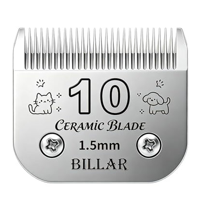 BILLAR® Detachable Pet Dog Grooming Clipper Ceramic Blade Sets,Compatible with Andis Size 10 Cut Length 1/16"(1.5mm),Compatible with andis/Oster A5/Wahl KM10 Series Clippers（1PACK） - size: 10#-1PACK
