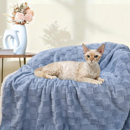 Luciphia Waterproof Dog Blanket, Reversible Fleece & Sherpa, Couch Cover - color: Creamy Blue, size: X-Large (85x57 inch)
