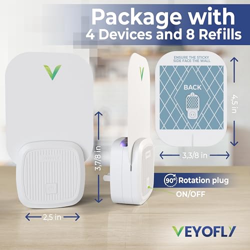 VEYOFLY Fruit Fly Traps Indoor Plug-in UV, Gnat Trap, 4 Device + 8 Refills - color: White, size: 4 Devices + 8 Refills