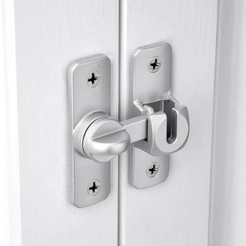 Silver Aluminum Alloy Gate Lock,90/180 Degree Barn Door Latch - color: Silver