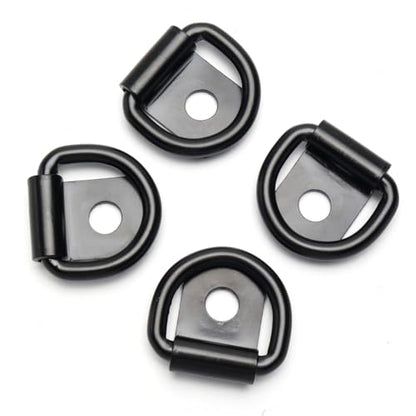4 Pcs D-Rings Tie Down Anchor Hooks, 10mm Fixing hole D-Ring for Pickup Truck Bed Deck Rails T Slot Nut Screw, Heavy Duty Steel D Ring for Trailer, Camper, Warehouse, Garage, Cargo Cover Mounts, Black - color: Black