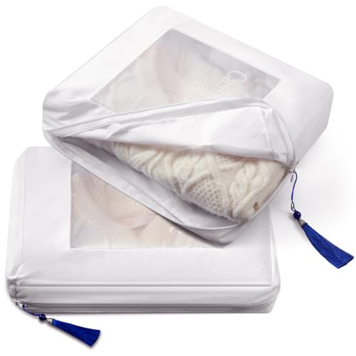 2 Pcs Sweater Storage Bags Garment Moth Protection Pouch Cotton