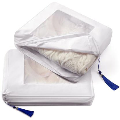 2 Pcs Sweater Storage Bags Garment Moth Protection Pouch Cotton