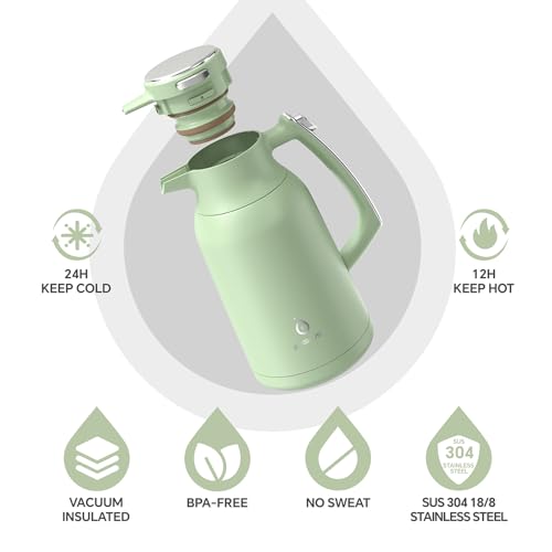 IDEUS Thermal Coffee Carafe 68oz, Beverage Dispenser Avocado - color: Avocado, size: 68 Ounces