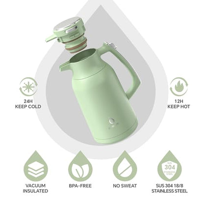 IDEUS Thermal Coffee Carafe 68oz, Beverage Dispenser Avocado - color: Avocado, size: 68 Ounces