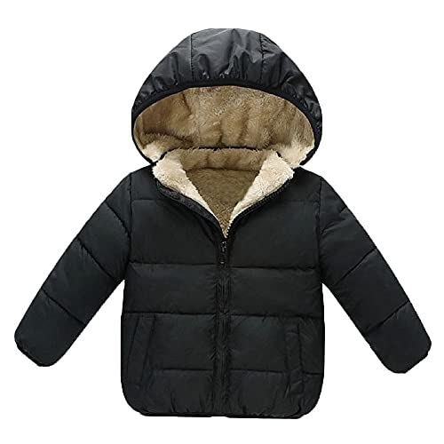 GOODKIDS Baby Girls Boys' Winter Fleece Jackets with Hooded Toddler Warm Lined Coat Outer Clothing 1-6 Years - color: Black, size: 2-3T