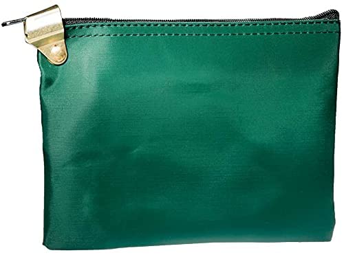 BankSupplies Laminated Nylon Lockable Medication Pouch Forest Green 8W x 5.5H Zipper Hood Security Pouch - color: Forest Green