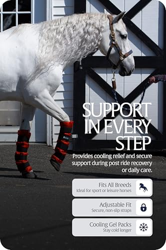 Equinavia Cool Relief Therapy Equine Ice Boots for Horses-Gel Cooling Wraps - color: Red