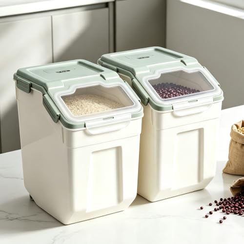 RUIAN Flour Storage Container 50lb Airtight Food Storage Bin(Green,4pcs) - color: Green,4pcs,50lb