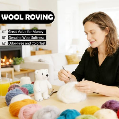 VNAKER 3.4oz Needle Felting Wool Black for DIY Needle Craft Enthusiasts - color: Black