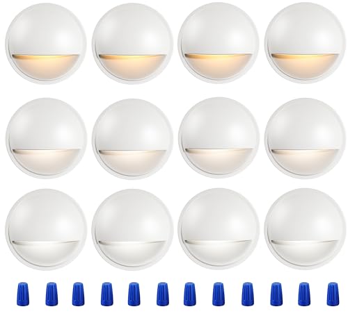 CLOUDY BAY [12 Pack] 3CCT Low Voltage LED Deck Lights Outdoor,2700K/3500K/5000K Selectable,Landscape Step Stair Railing Fence Light Wired,3W,12V-24V AC/DC Deck Lighting Fixtures,White - color: White | 12 Pack