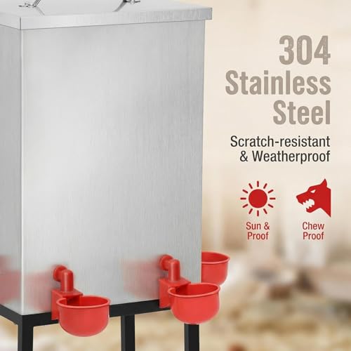 3 Gallon Chicken Waterer with Cups & Nipples, Stainless Steel