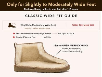 100% Sheepskin Mini Boots with Arch Support Options: Warm to -22°F - color: Classic-wide-chestnut, size: 5 Wide