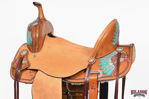 HILASON Flex Tree Western Saddle Tan Barrel Trail Horse - size: 17 In
