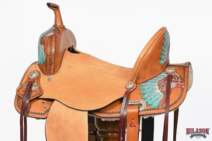 HILASON Flex Tree Western Saddle Tan Barrel Trail Horse - size: 17 In