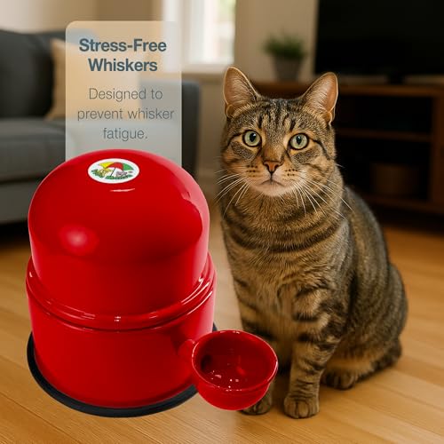 Pet Water Dispenser for Dogs and Cats, 47.3 oz – Gravity-Fed Aluminum Water Bowl, Prevents Wet Fur, Provides Continuous Fresh Water, Electrostatic Coated Finish, Vida Mansa (Red) - color: Red