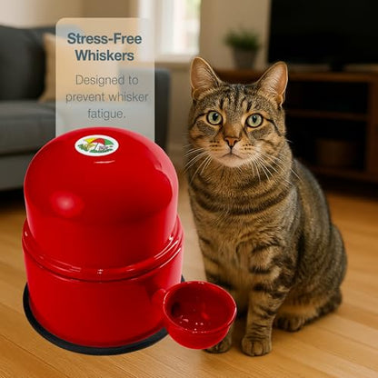 Pet Water Dispenser for Dogs and Cats, 47.3 oz – Gravity-Fed Aluminum Water Bowl, Prevents Wet Fur, Provides Continuous Fresh Water, Electrostatic Coated Finish, Vida Mansa (Red) - color: Red