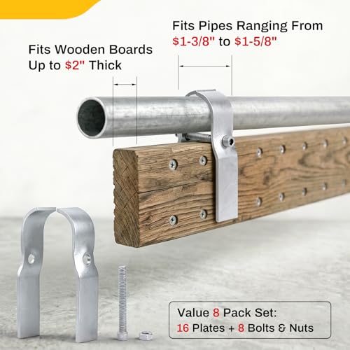 8 Pack Horse Panel Clamps for Wood Boards, 1-5/8" Heavy Duty Galvanized Corral Panel Clamp Fit 2" Livestock Panels Attach Lumber to Horse Stalls Round Pens or Cattle Panels