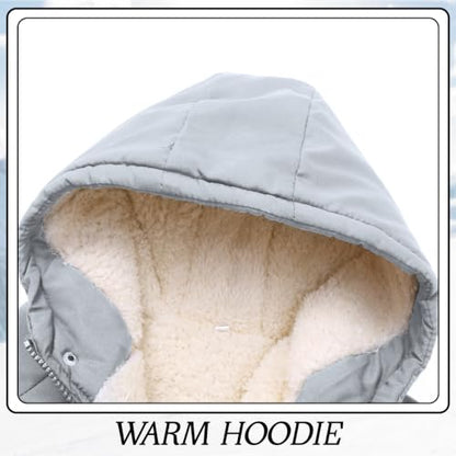 Kids Winter Fleece-Lined Coats For Boys Puffer Jackets With Hood - color: Grey, size: 4-5T