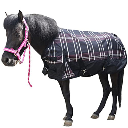 600D Mini Horse/Pony Blanket, 0g No-Fill Waterproof Turnout Sheet - color: Red Plaid, size: 39