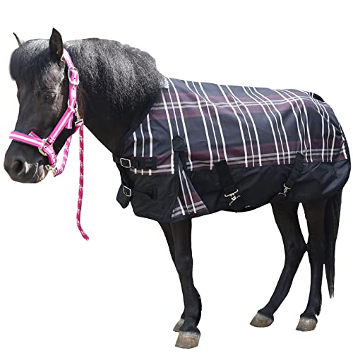 600D Mini Horse/Pony Blanket, 0g No-Fill Waterproof Turnout Sheet - color: Red Plaid, size: 48"