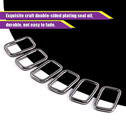 Swpeet 60Pcs 1 Inch / 25mm Heavy Duty Metal Ring Buckle Webbing Belts - color: Gun-black, style: Metal Rectangle Ring