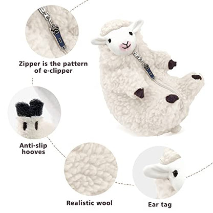 Cute Shaved Sheep Stuffed Animal, Kawaii Lamb Plushie Toy for Teen Kid Girl - color: White