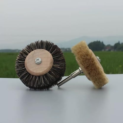 2-Piece Set of Horsehair Brushes, polishing Wheels, Woodworking Furniture, Rotating Drilling Tools (Color: 2-Piece Horsehair Brushes)