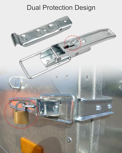 2Pcs Utility Trailer Lift Gate Latches Fit for RV Camper Travel Trailer | High Strength Steel Trailer Gate Pull Latch Lock Kit with Gloves, Heavy Duty Hasp Handles for RV Travel Trailer