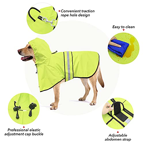 Waterproof Puppy Rain Jacket - Adjustable Reflective Dog Raincoat, Lightweight Dog Hooded Slicker Poncho Raincoats for Small to X- Large Dogs and Puppies (Neon Green, Small) - color: Neon Green, size: Small