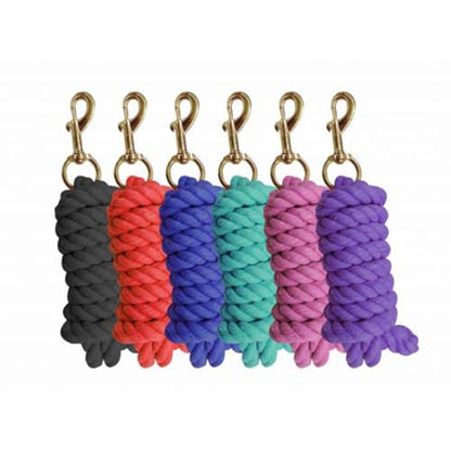 9' Cotton Lead Rope w/Brass Plated Snap - color: Black