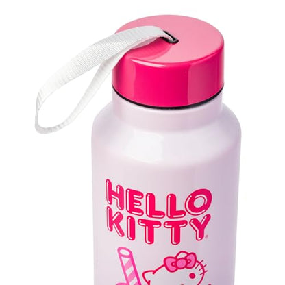 Silver Buffalo Sanrio Hello Kitty, Stainless Steel Water Bottle, 27oz | Kawaii, Strawberry Milk Pink, Includes Strap, 0.8 Liters - color: Hello Kitty: Strawberry Milk (Pink), size: 27 Ounces