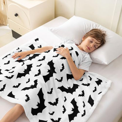 Feelyou Bat Fuzzy Throw Blanket Soft Fluffy Fleece Blankets Black and White Microfuber Plush Blankets 30"x40" - color: Black White, size: 30" x 40"
