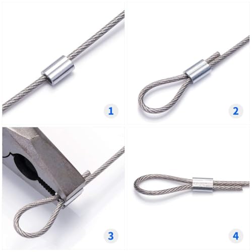 1/16 Aluminum Ferrules, Crimping Loop Sleeves 200PCS, Wire Rope Crimps | Aluminum Wire Crimp Sleeves For Cable And Picture Hanging Wire. Ferrule Design For Wire Rope Crimping And Cable Connections. - size: 1/16" (200PCS)