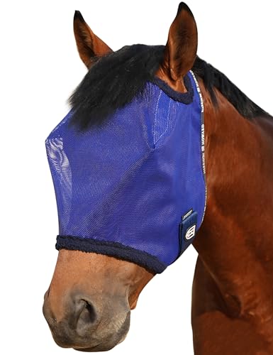 Harrison Howard All Round Mesh Horse Fly Mask UV Protective with Fleece Padded Edging Deep Navy XL - color: Deep Navy, size: X-Large (Warmblood)