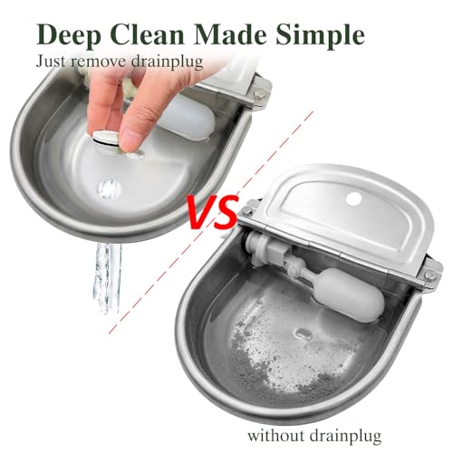 Automatic Dog Water Dispenser Outdoor Water Bowl for Dog, Chicken Livestock | Outside, Heavy Duty, Stainless-Steel, Multi-Pet Waterer Feeder, Float Valve