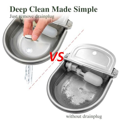 Automatic Dog Water Dispenser Outdoor Water Bowl for Dog, Chicken Livestock | Outside, Heavy Duty, Stainless-Steel, Multi-Pet Waterer Feeder, Float Valve