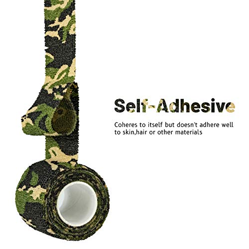 FRESINIDER 9 Rolls Self Adhesive Wrap Athletic Tape Gauze, Breathable Elastic Cohesive Bandage for Sports Injury & Pet (7 Pcs 2" x 5 Yards + 2 Pcs 1" X 5 Yards) (Woodland Camo) - color: Woodland Camo