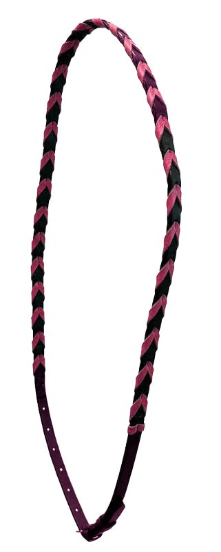 Leather Equestrian Horse Neck Strap - color: Dark Brown and Pink, size: 50"