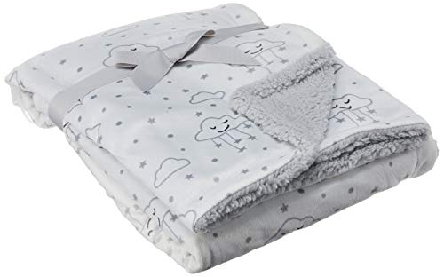 Hudson Baby Unisex Baby Plush Mink and Sherpa Blanket, Gray Clouds, One Size - color: Gray Clouds, size: One Size