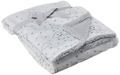 Hudson Baby Unisex Baby Plush Mink and Sherpa Blanket, Gray Clouds, One Size - color: Gray Clouds, size: One Size