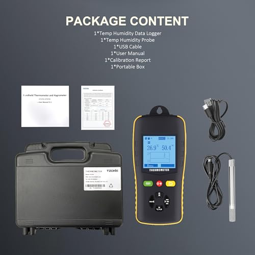 Tzone Wet Bulb Thermometer Dew Point Meter Temperature Humidity Data Logger