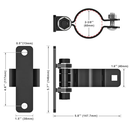 Insaga Heavy Duty Chain Link Gate Hinges 4 Pairs – 2-3/8" OD Carbon Steel Wall Mount Fence Hardware, E-Coated Rustproof Finish, Carriage Bolts Included for Farm/Garden Wood-to-Metal Gates, Black - size: 2-3/8''