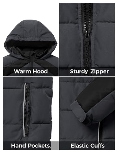 ZSHOW Boys' Puffer Jacket Soft Fleece Lined Winter Coat Outerwear Jacket - color: Dark Grey, size: 8