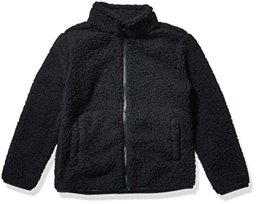 Amazon Essentials Girls' Faux Sherpa Fleece Full-Zip Jacket, Lined - color: Black, size: Medium