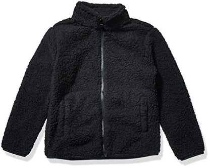 Amazon Essentials Girls' Faux Sherpa Fleece Full-Zip Jacket, Lined - color: Black, size: X-Large